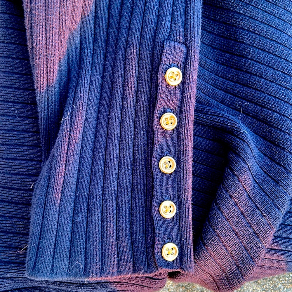 TALBOTS sMP navy ribbed long line cardigan-looks new-soft cotton/modal bld - Picture 5 of 5